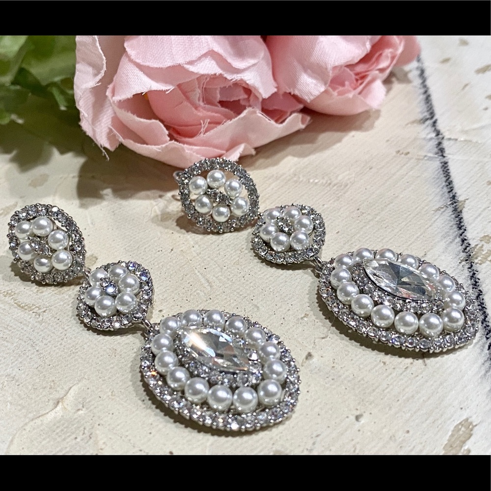 Crystal Dangle Earrings Rhinestone Wedding Jewelry